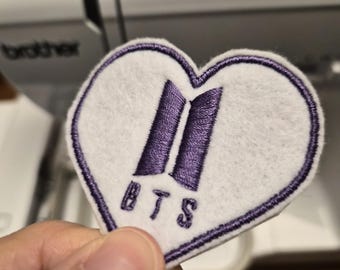 BTS Heart outline with Logo (.pes, .dst, .svg, etc) - Embroidery file only [digital]