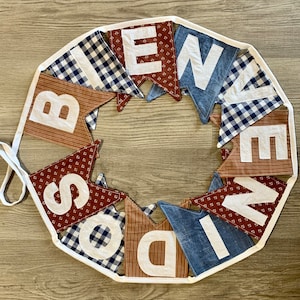 Banner de bienvenida Bienvenidos de tela personalizada- Bunting español, decoración en español, decoración de fiesta reutilizable sostenible, envío gratuito
