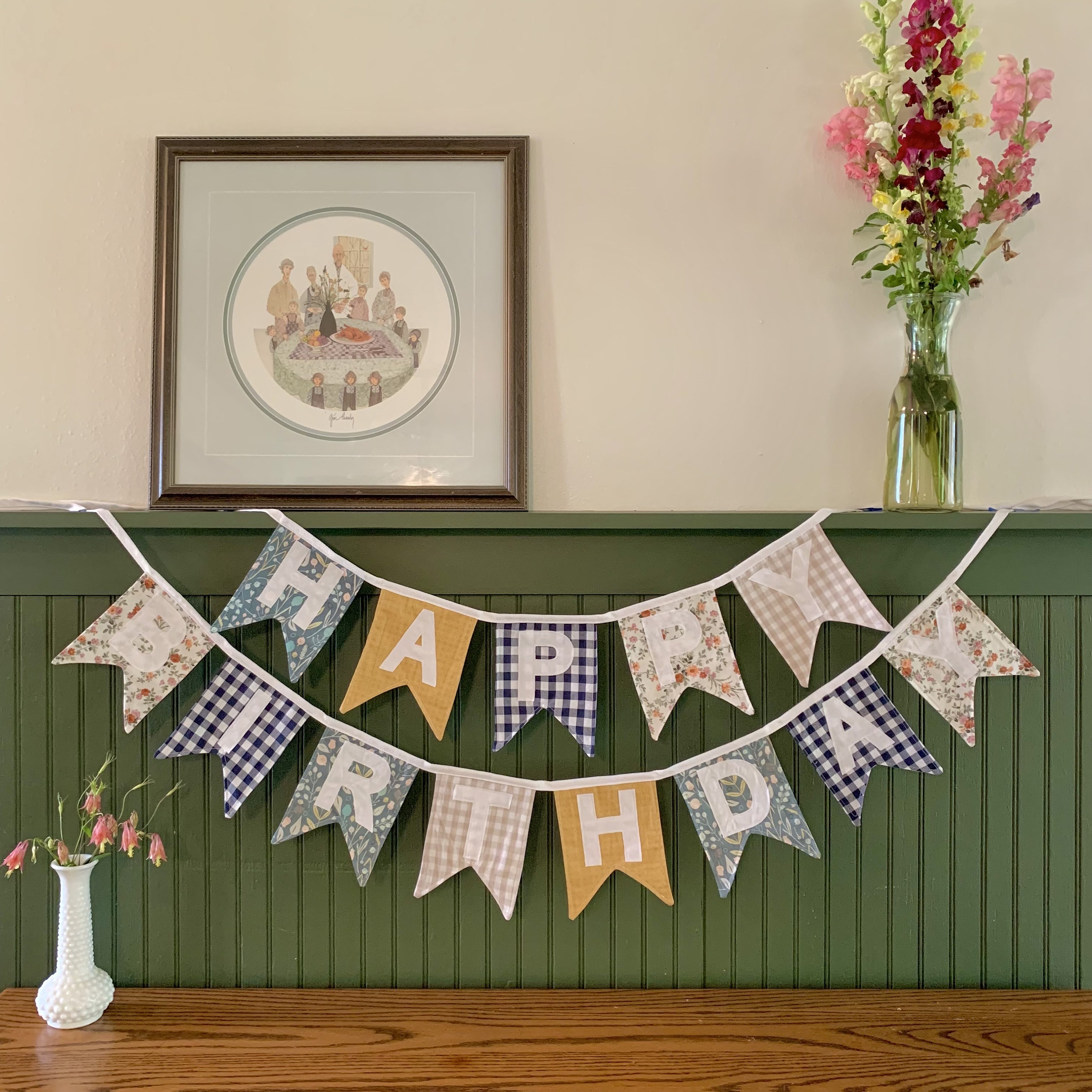 Fabric Happy Birthday Bunting, Rainbow Bunting, Birthday  Happy Birthday Fabric Banner main image 2