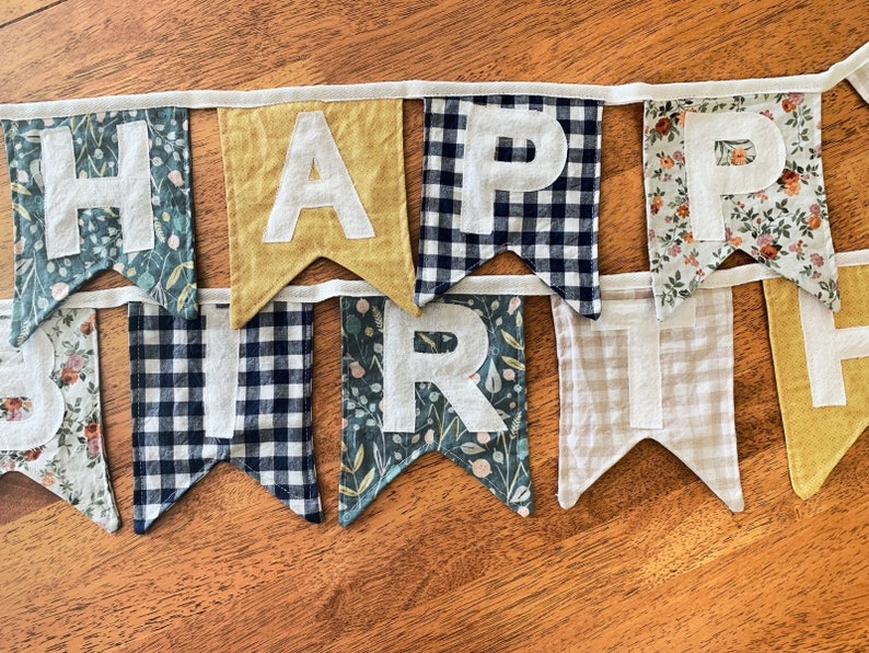 Custom Fabric Happy Birthday Bunting Banner Sustainable Etsy