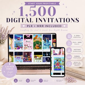 1500+ Digital Invitation Templates Bundle, Canva Editable, PLR MRR Resell Rights