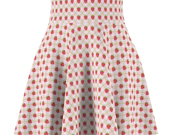 Strawberry and Polka Dot Women's Skater Skirt (AOP)