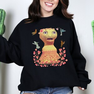 Unisex Cottagecore Sweatshirt, Forestcore with Nature spirit and birds sweatshirt, Botanical fairy clothing