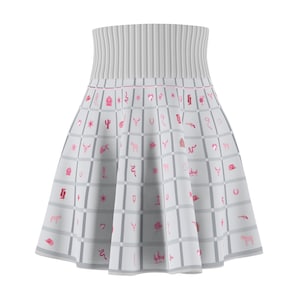 Cowgirl pastel pink western motifs, gray pink Skater Skirt.