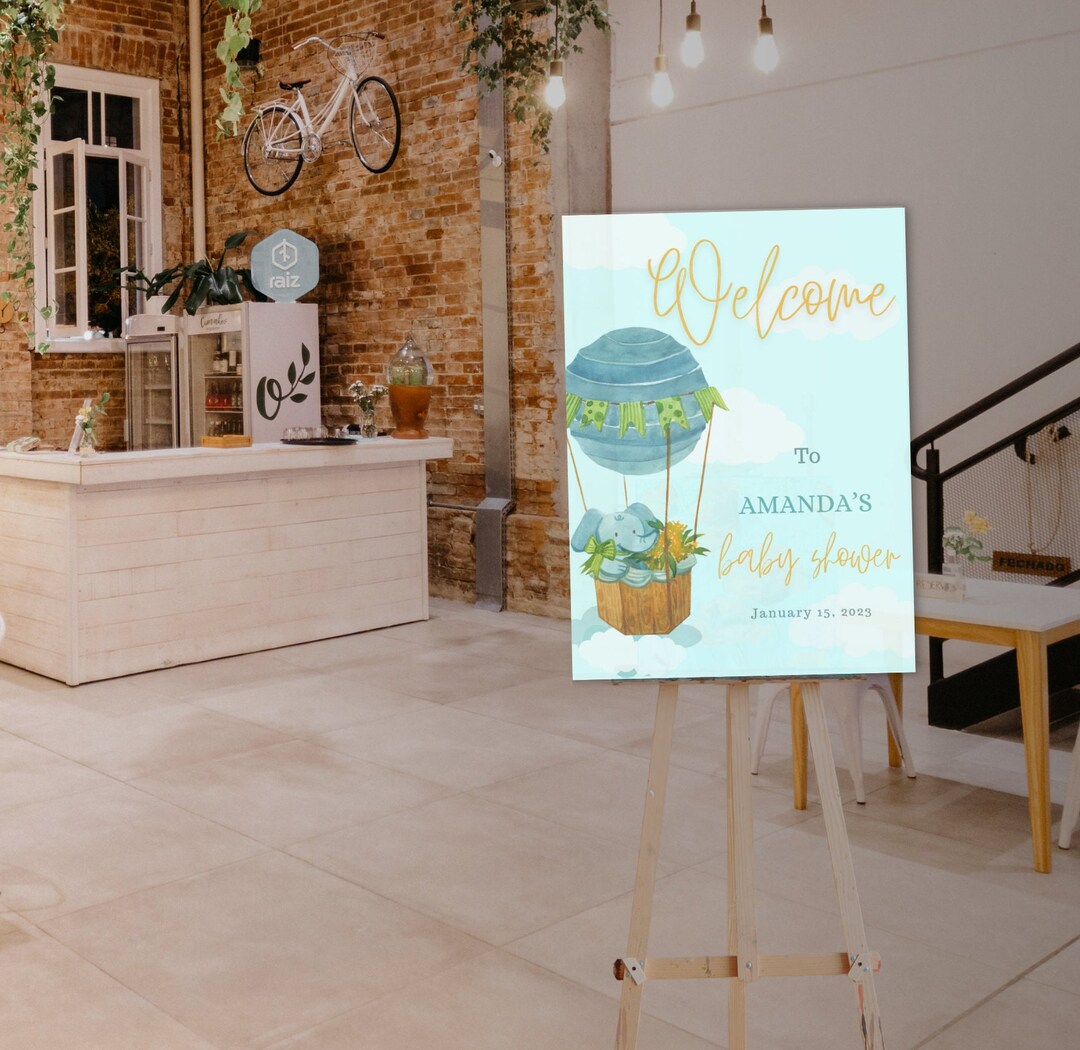 Baby Shower Entrance Sign Boy Theme Baby Sower Elephant Etsy