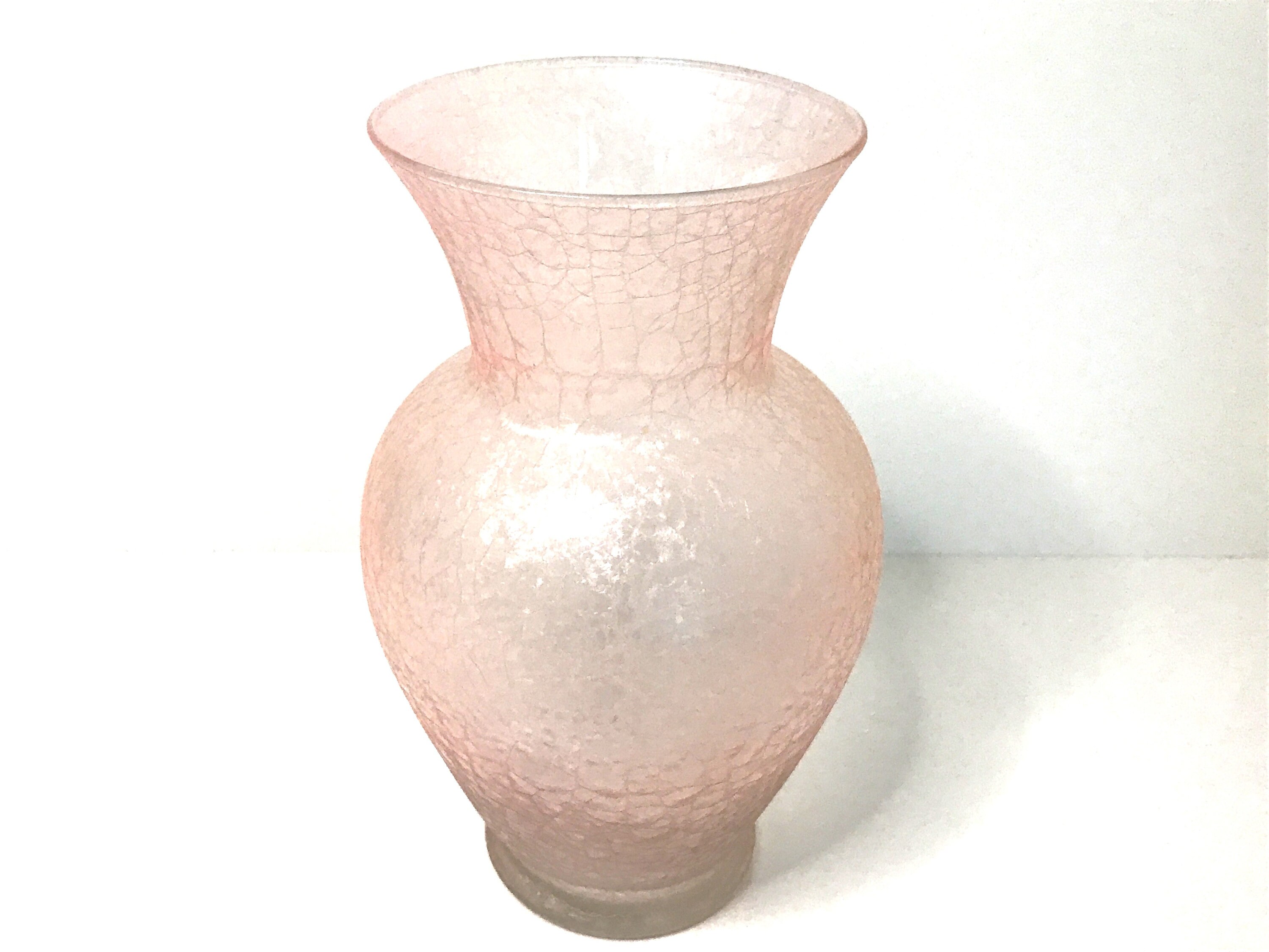 Elegant Pink Satin Crackle Glass Vase Silvestri Style 10.5 Etsy