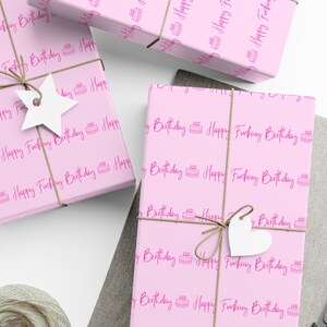 Happy F-ing Birthday Wrapping Paper in Pink, Funny Gift Wrap, Comedy Wrapping Paper, Adult Birthday Gifts, Profanity Gifts, Women&#39;s Gift