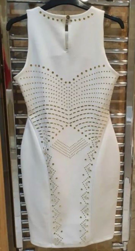 Women White Dress With Gold Sequined - Etsy UK Women White Dress With Gold Sequined - Etsy UK