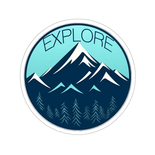 Explore Mountain Range Sticker - Minimalist Adventure Decal for Laptop, Water Bottle, and More - Nature Hiking Outdoor Vinyl Decal Mountains