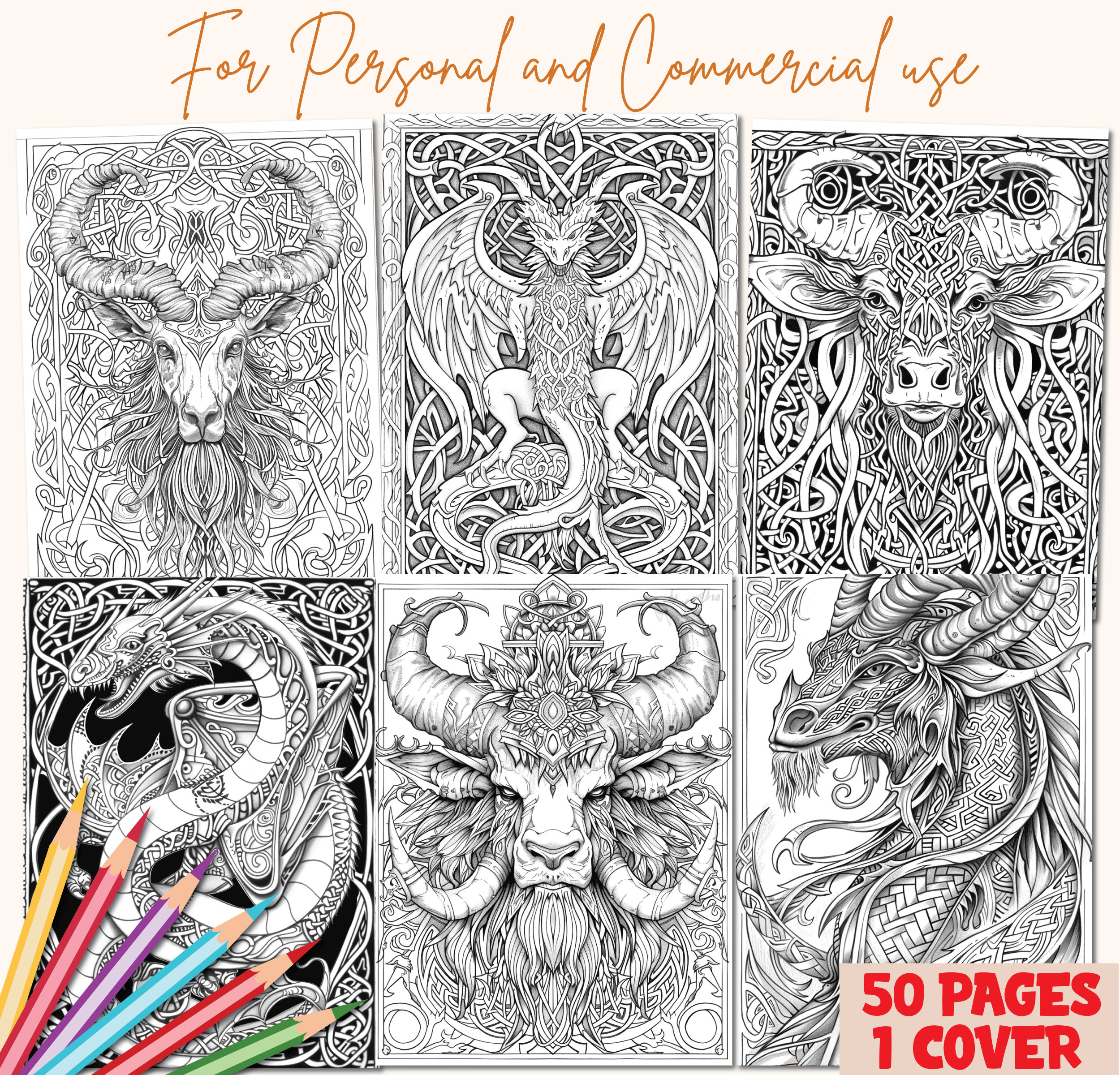 Printable Mythical Creatures Coloring Pages for Adults, Magical ...