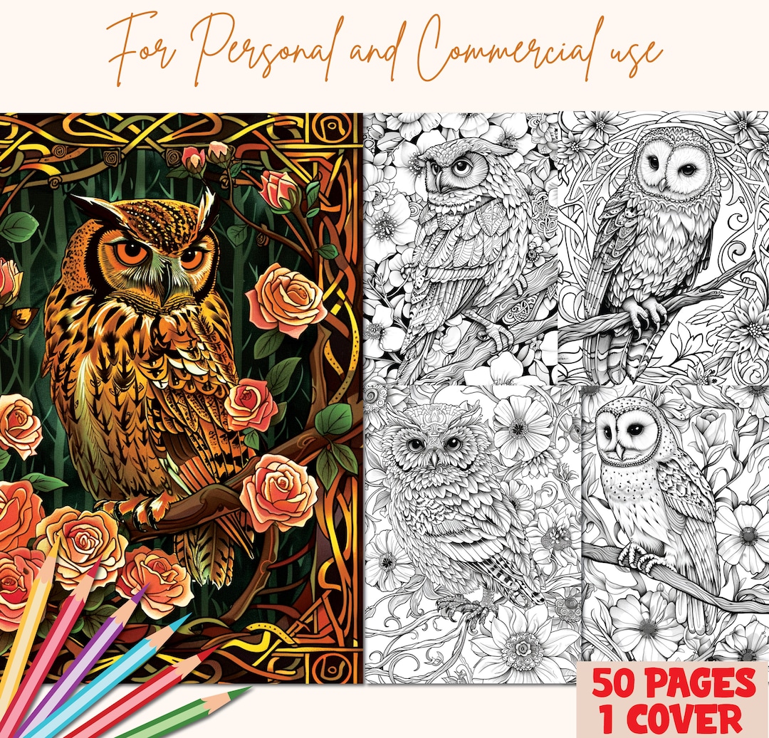 Printable Magical Owl, Mandala Coloring Pages for Adults, Mythical Bird ...