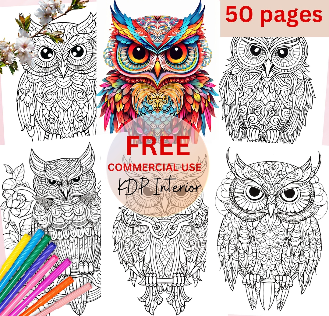 Printable Owl Mandala Coloring Pages for Kids and Adults, Bird , KDP ...