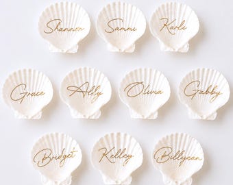 Marque-places coquillages pour événement | Plaque nominative en coquillage pour mariage | carte de visite personnalisée | Cadeau de mariage coquillages pour invités | Décoration de mariage côtière