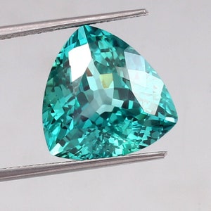 9.15 CT Natural Flawless Ceylon Green Parti Sapphire Trillion Cut Loose Gemstone Certified