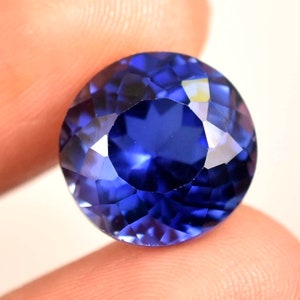 AAA 18 Ct Natural Ceylon Royal Blue Sapphire Round Loose Cut Gemstone 15x15 MM Certified
