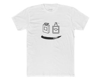 Fragrance Face Cotton Tee: Perfume Lover Graphic Print Shirt
