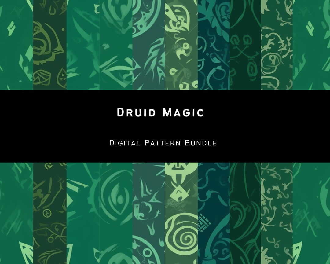 Magic Runes Paper Green Druid Spells, Runes, Digital Paper, Fantasy, Forest, Grunge ...