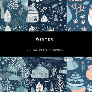 Winter Digital Paper Ice Frozen Blue White Colors Digital Paper Patterns - INSTANT DOWNLOAD