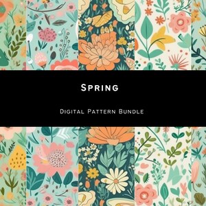 Spring Floral Medley Digital Paper - Watercolor Flower Backgrounds - Collage Paper - Instant Download