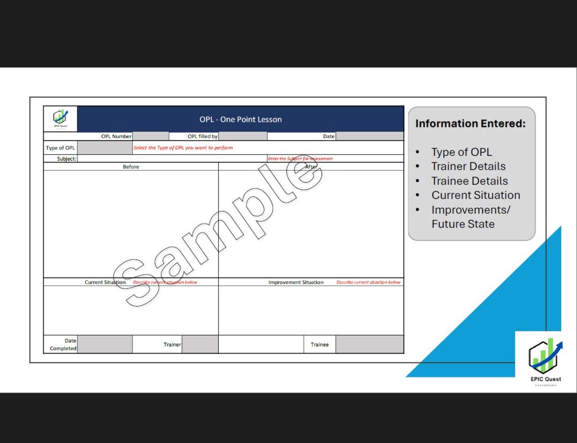 One Point Lesson Tool for Problem Solving, Training Employees ...