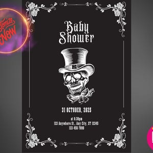 Lots d'invitations à une fête, Enveloppes d'invitation pour baby shower, tête de mort gothique, Faire-part d'Halloween, Décoration alternative, Papeterie pour événement personnalisée