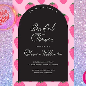 Invitations personnalisées, Articles de fête aux fraises, Invitations personnalisées Shower de mariée, Enveloppes incluses, Cartes d'invitation, Décoration d'événement, Baies