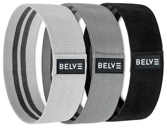BELVE® Widerstandsband – 3 Stück Booty Bänder für Frauen mit Tragetasche – Stilvolles Marken- Modernes Übungsband-Set für Gesäß und Beine