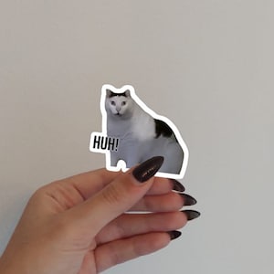 Sticker vinyle chat meme HUH