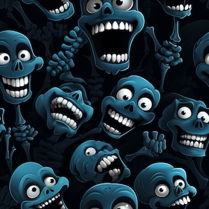 Silly Skulls: Spooky Seamless Tile Art - Perfect for Backgrounds and Graphic Design - Digital Wallpaper Pattern Download