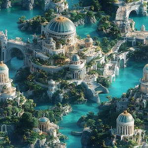 Atlantis v1: Stunning Seamless Tile Art - Perfect for Backgrounds and Graphic Design - Digital Wallpaper Pattern Download underwater city