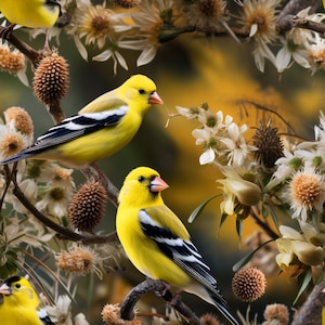 Goldfinch Birds: Stunning Seamless Tile Art - Perfect for Backgrounds and Graphic Design - Digital Wallpaper Pattern Download