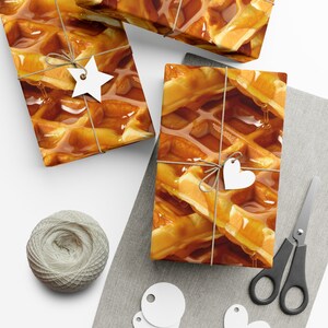 Golden Waffles: Premium Gift Wrap - Decorative Repeating Pattern, Matte/Satin Finish - High Quality Wrapping Paper breakfast syrup delight