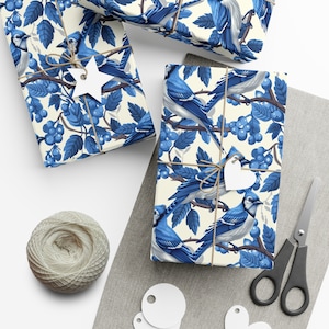 Blue Jay Birds: Premium Gift Wrap - Decorative Repeating Pattern, Matte/Satin Finish - High Quality Wrapping Paper toronto baseball