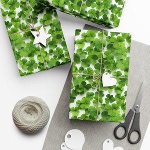 Lucky Clovers: Premium Gift Wrap - Decorative Repeating Pattern, Matte/Satin Finish - High Quality Wrapping Paper leprechaun irish luck