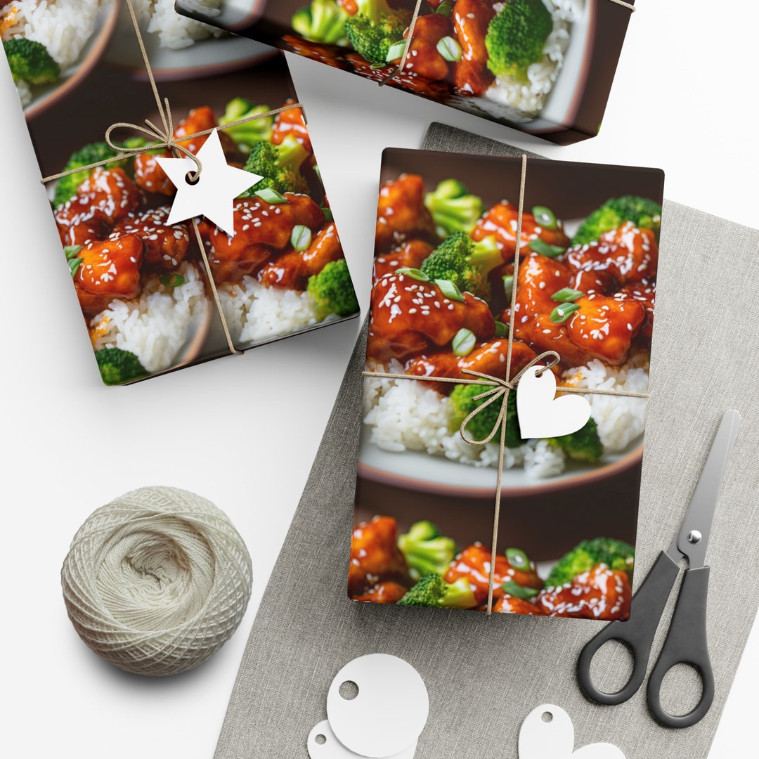 Gift Wrapper Repeating General Tso's: Premium Gift Wrap - Decorative Repeating Pattern, Matte ...