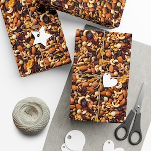 Nutty Trail Mix: Premium Gift Wrap - Decorative Repeating Pattern, Matte/Satin Finish - High Quality Wrapping Paper cashews almonds peanuts