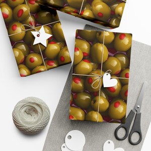Pimento Olives: Premium Gift Wrap - Decorative Repeating Pattern, Matte/Satin Finish - High Quality Wrapping Paper
