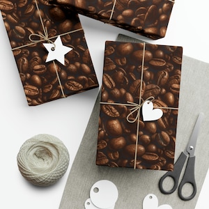 Coffee Beans: Premium Gift Wrap - Decorative Repeating Pattern, Matte/Satin Finish - High Quality Wrapping Paper espresso caffeine decaf