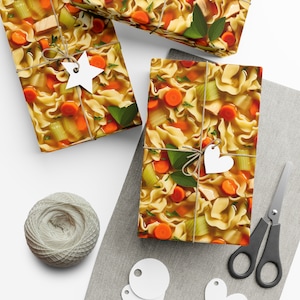 Soup Sides, Chicken Noodle: Premium Gift Wrap - Decorative Repeating Pattern, Matte/Satin Finish - High Quality Wrapping Paper get well soon