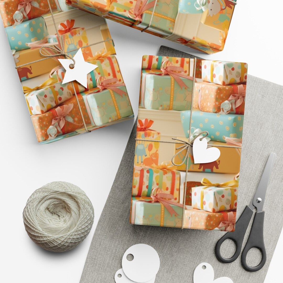 Gift Wrapper Repeating Baby Presents: Premium Gift Wrap - Decorative Repeating Pattern, Matte ...