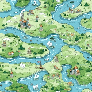 Cartoon Kingdom: Stunning Seamless Tile Art - Perfect for Backgrounds and Graphic Design - Digital Wallpaper Pattern Download