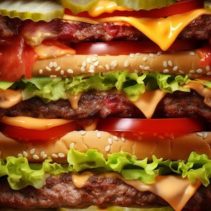 Cheeseburger Deluxe: Delicious Seamless Tile Art - Perfect for Backgrounds and Graphic Design - Digital Wallpaper Pattern Download