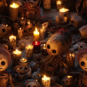 Voodoo Reunion: Creepy Seamless Tile Art - Perfect for Backgrounds and Graphic Design - Digital Wallpaper Pattern Download