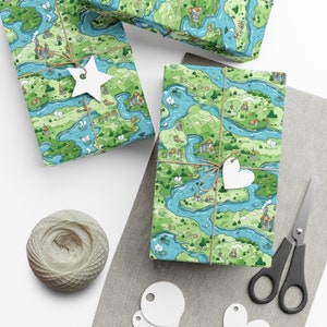 Cartoon Kingdom: Premium Gift Wrap - Decorative Repeating Pattern, Matte/Satin Finish - High Quality Wrapping Paper magical distant lands