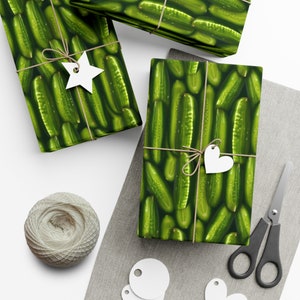 Pickle Spears v2: Premium Gift Wrap - Decorative Repeating Pattern, Matte/Satin Finish - High Quality Wrapping Paper green aged cucumbers