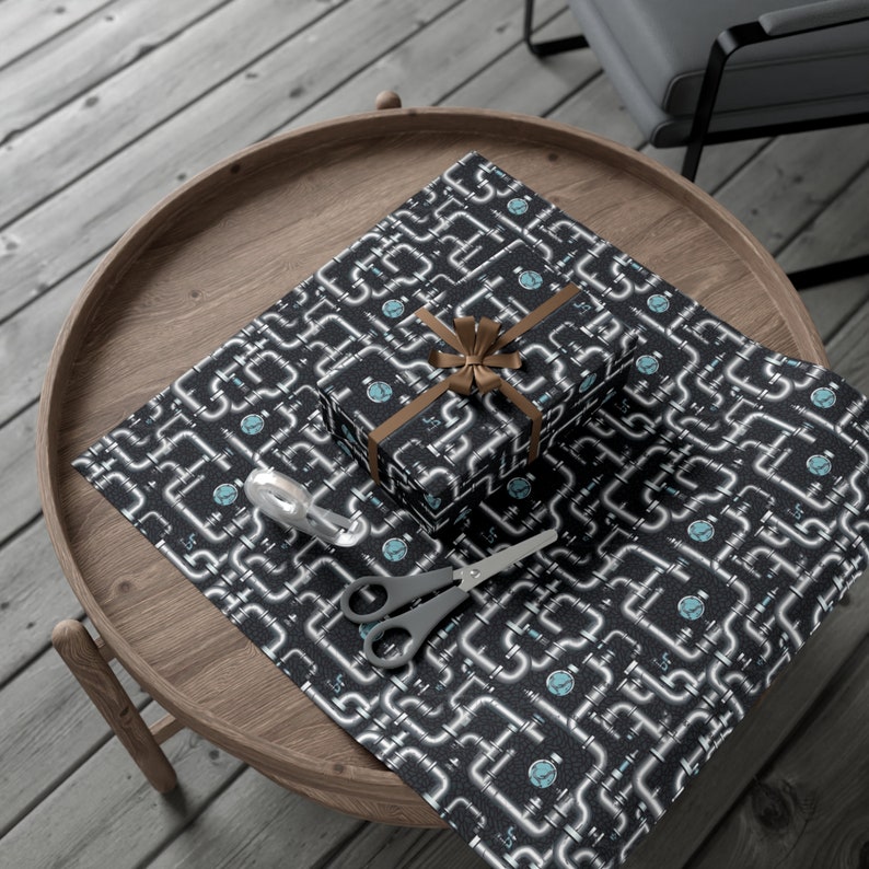 Gift Wrapper Repeating Pipe Network: Premium Gift Wrap - Decorative Repeating Pattern, Matte ...