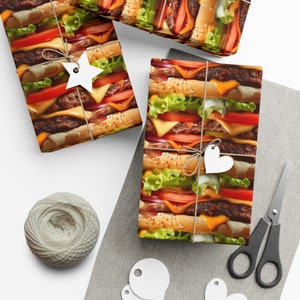 Cheeseburger Deluxe: Premium Gift Wrap - Decorative Repeating Pattern, Matte/Satin Finish - High Quality Wrapping Paper smashburger munchies