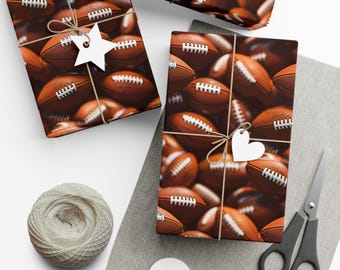 Fútbol americano: Papel de regalo premium - Diseño decorativo repetitivo, acabado mate/satinado - Papel de regalo de alta calidad con estampado de piel de cerdo para la Super Bowl LIX
