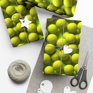 Tennis Balls: Premium Gift Wrap - Decorative Repeating Pattern, Matte/Satin Finish - High Quality Wrapping Paper venus serena court athlete