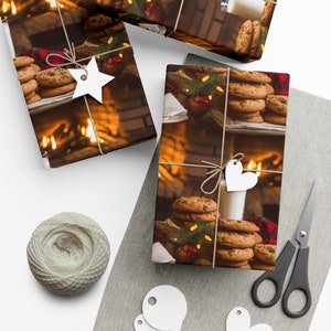 Milk n' Cookies: Premium Gift Wrap - Decorative Repeating Pattern, Matte/Satin Finish - High Quality Wrapping Paper christmas santa snack